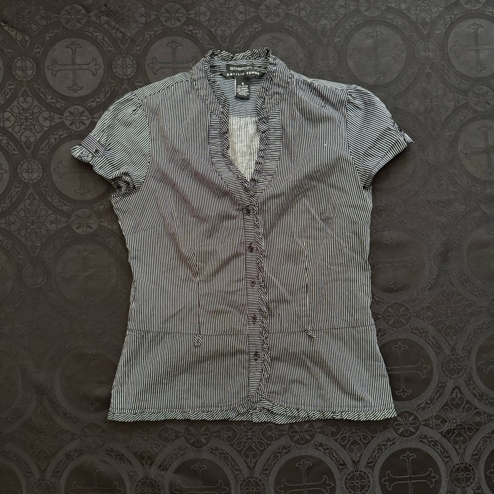 vintage pinstripe button up blouse